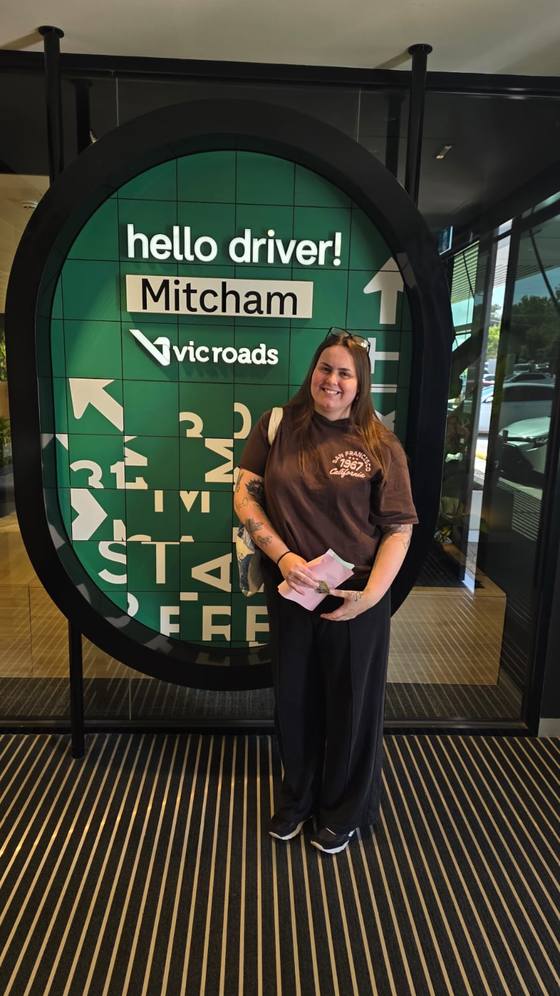 Pathfinder Driving School student celebrating their driving test pass at VicRoads Mitcham (Ringwood)